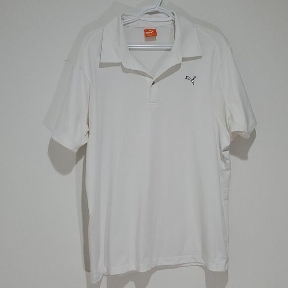 Puma large white athletic short sleeve polo shirt - Picture 1 of 8